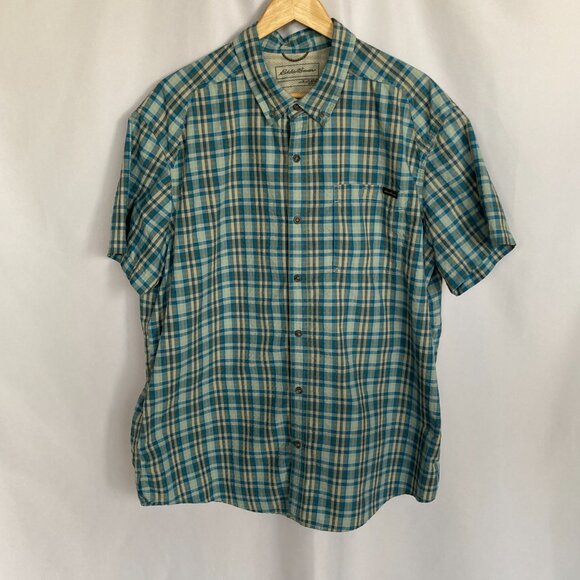 Eddie Bauer Men's Pack It Seersucker Short-Sleeve Shirt Size XL EUC - Picture 11 of 13